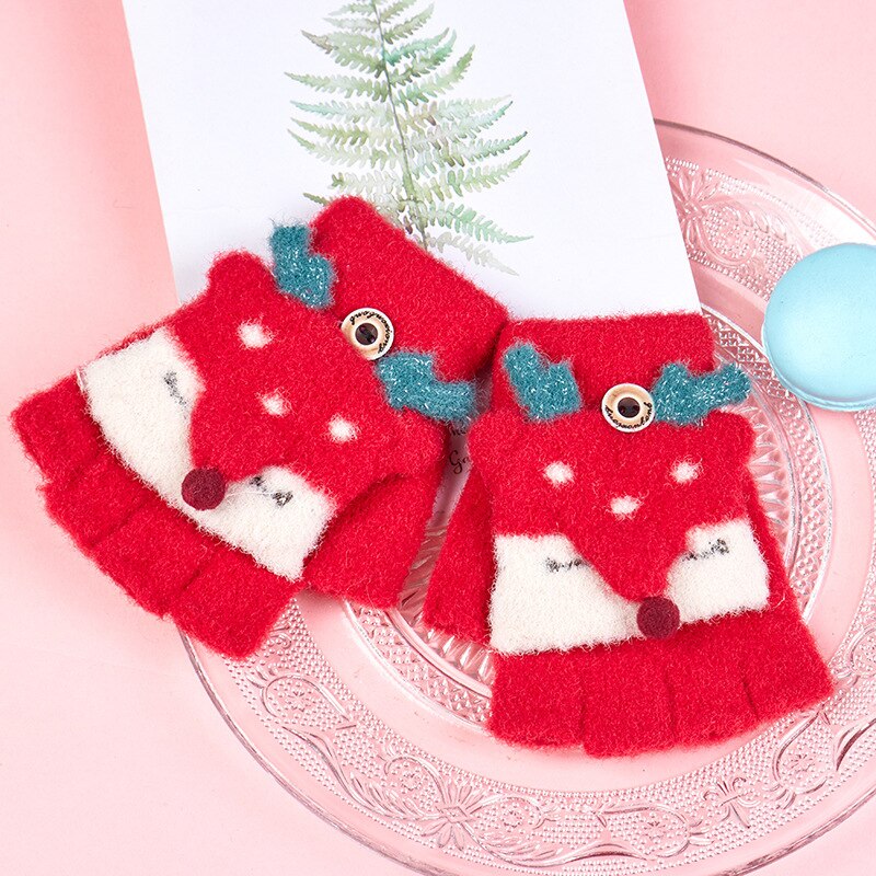 Guanti invernali per bambini guanti mezze dita per bambini guanti simpatici cartoni animati guanti caldi lavorati a maglia guanti morbidi in cachemire imitazione addensata