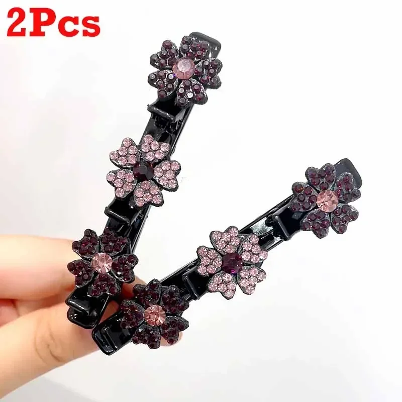 2/4pcs Korean Fixed Headband Hairpin Double Layer Braided Hairpin Hair Hoop Broken Hair Clip Women Hairpin Lazy Hair Accessories: GRAY