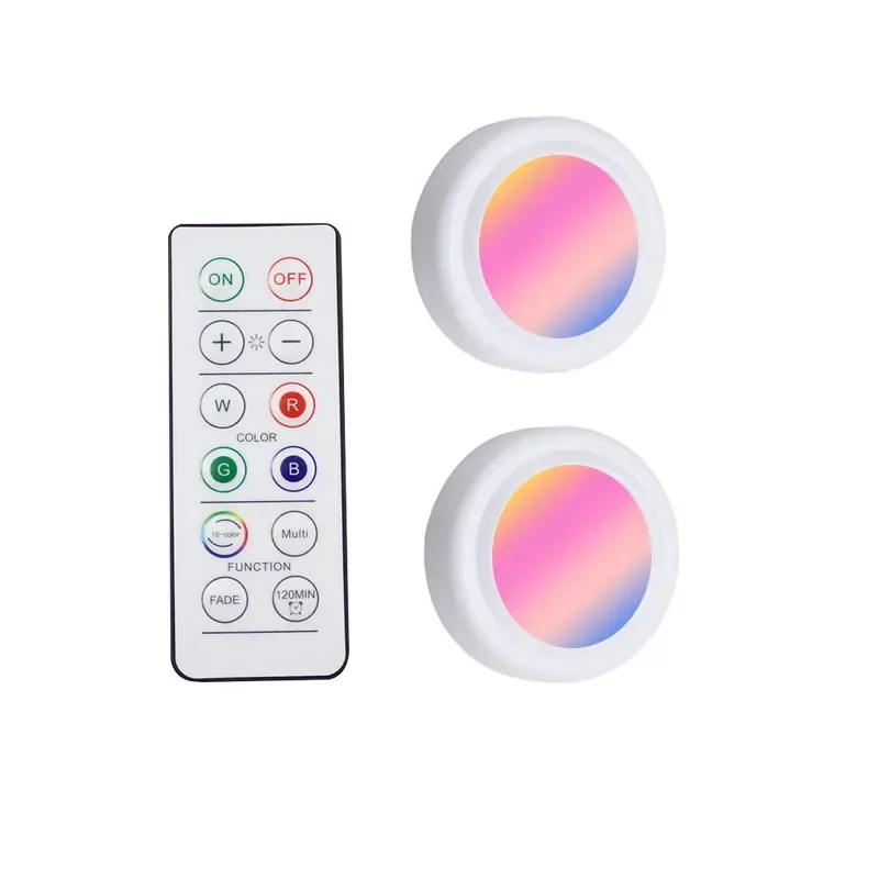 Trådløs skaplampe med fjernkontroll led-dimbar nattlampe rgb-farget led-lys for garderobebelysning i hjemmet: Rød