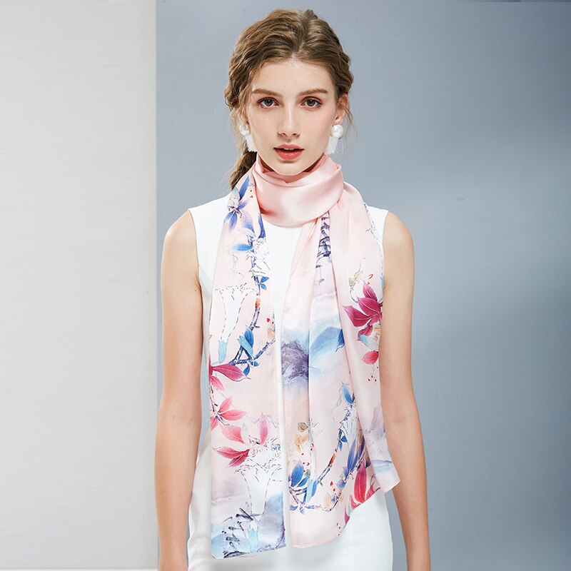 100% reine Seide Schal Damen Luxus Echt die Seide wickelt für Frauen drucken Tücher Foulard Femme Natürliche Seide schals