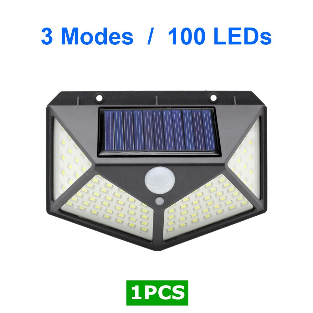 LED Solar Lights Motion Sensor 3 Modes 100/208 LED Outdoor Solar Powered Waterproof IP65 with Wide Angle for Garden Street Patio: 1PCS 100LEDs