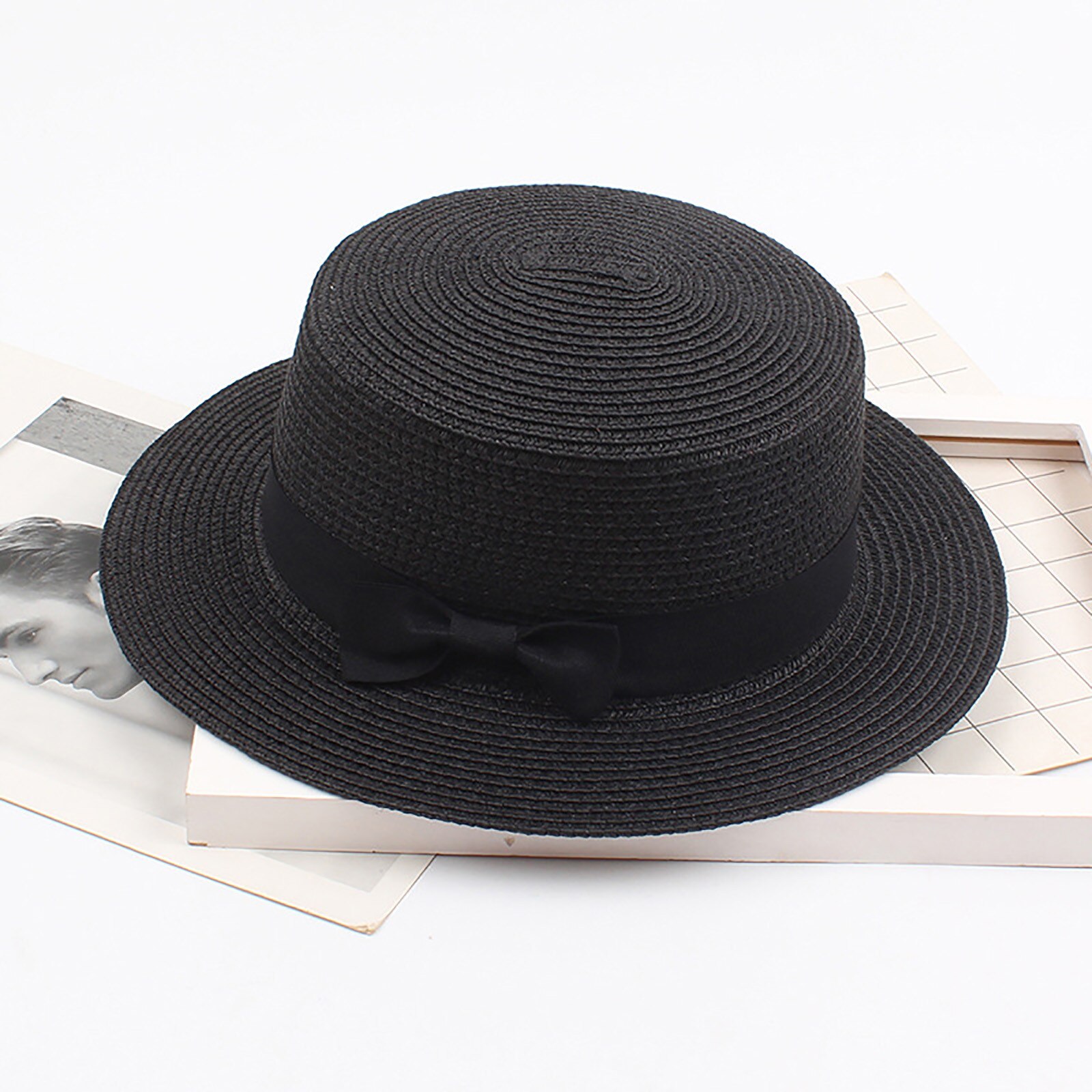 25# Women Girls Caps Boho Sun Beach Straw Hats Wide Brim Summer Caps Parent-child Girls Ladies Sun Hats Bow Hat
