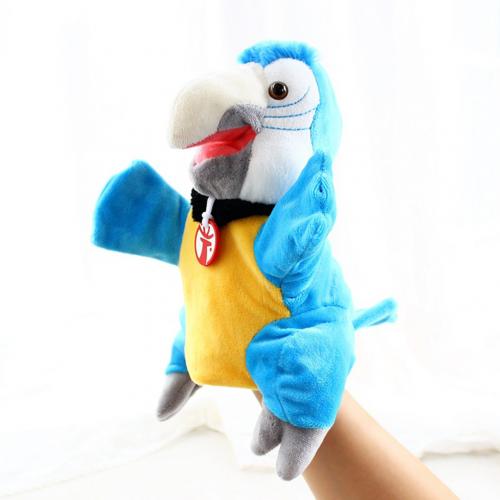 Simulation Weichen Vogel Papagei Plüsch Hülse Hand Marionette Angefüllte Puppe Spielzeug freundlicher murmeln Baby Interaktive Spielen Spielzeug: Blau
