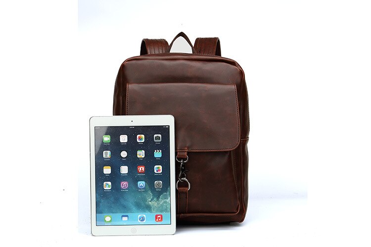 JONON-mochila de cuero sintético Vintage informal para hombre, morral de viaje, mochilas escolares de , bolso Unisex para ordenador portátil, bolso universitario de 13 pulgadas