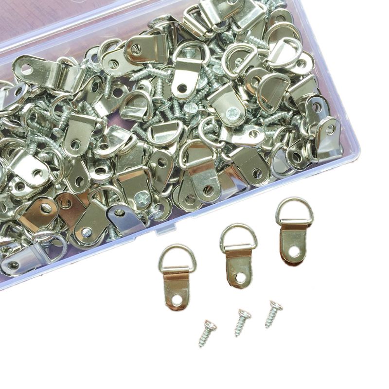 100 st/set d ring hängande bildram rem hängare krokar oljemålning spegel hängare med skruvar kit 37md: A
