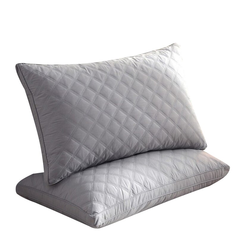 Color sólido almohadas saludables para dormir en casa de cama de Hotel Cervical almohada central cuello de terciopelo de algodón puro almohada de lavado: Gray / 48x74cm Medium heigh