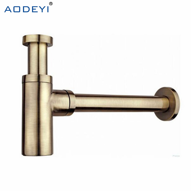 AODEYI Brass Basin Waste Drain Stopper Bathroom 1 1/4 Slotted Unslotted Pop-Up-Drain P-Trap with without Overflow: Bronze