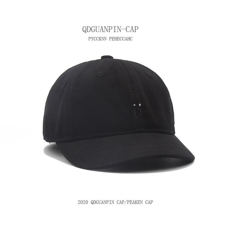 Korean Small Short Brim Visors Hat Street Soft Top Men Women Summer Embroidery Trend Wild Japanese Baseball Cap SA129: black