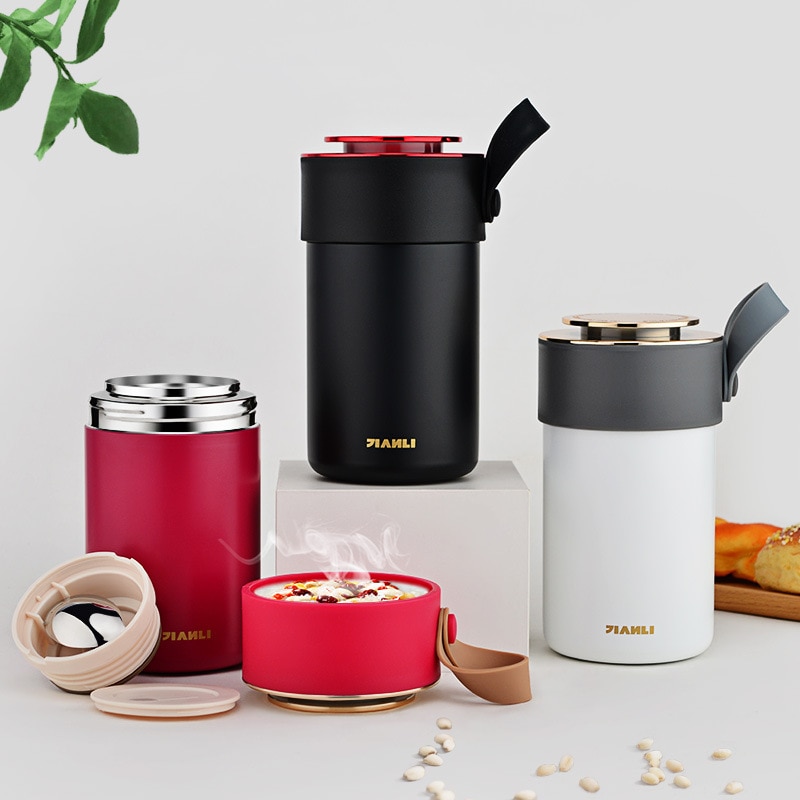 600Ml/1000Ml Thermos Voedsel Lunchbox Roestvrijstalen Container Met Lepel Thermosflessen Thermocup Voedsel Soep thermos