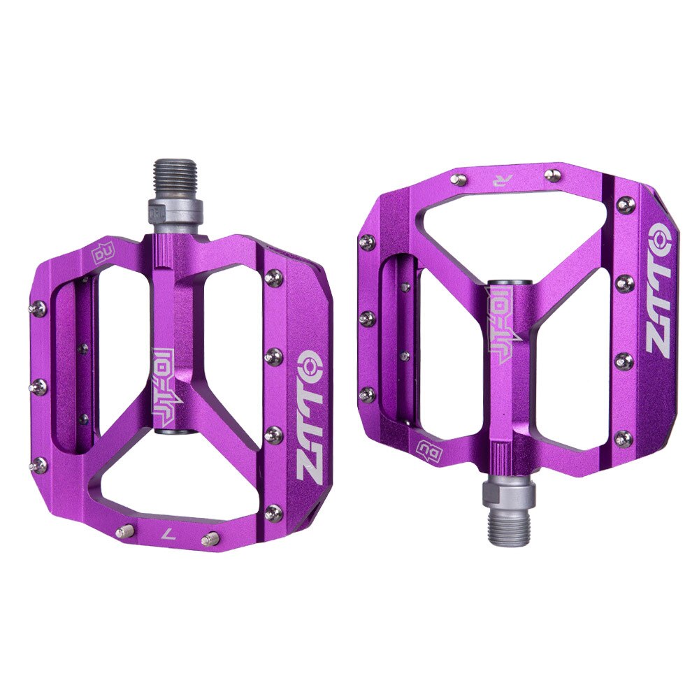 Pedales planos para bicicleta de montaña, pedales para bicicleta de montaña, pedales de plataforma ancha, accesorios para bicicleta de montaña, aleación de aluminio: Púrpura