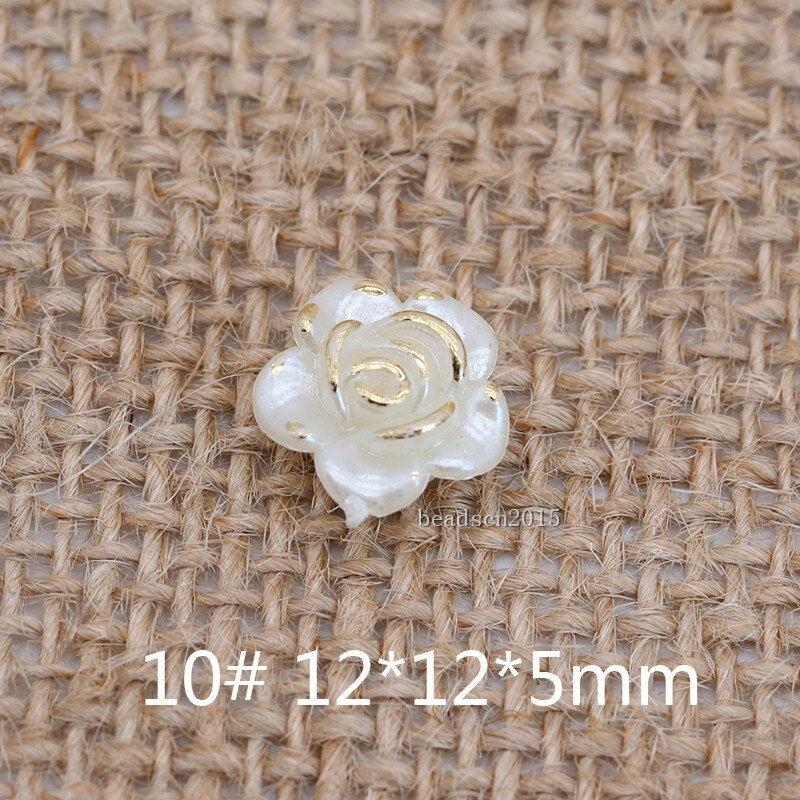 50 teile/los Blume Rose formen Nähen AUF Flatback ABS Nachahmung Perle Mit Loch Edelsteine Charms Kosmetische Zubehör DIY: No10