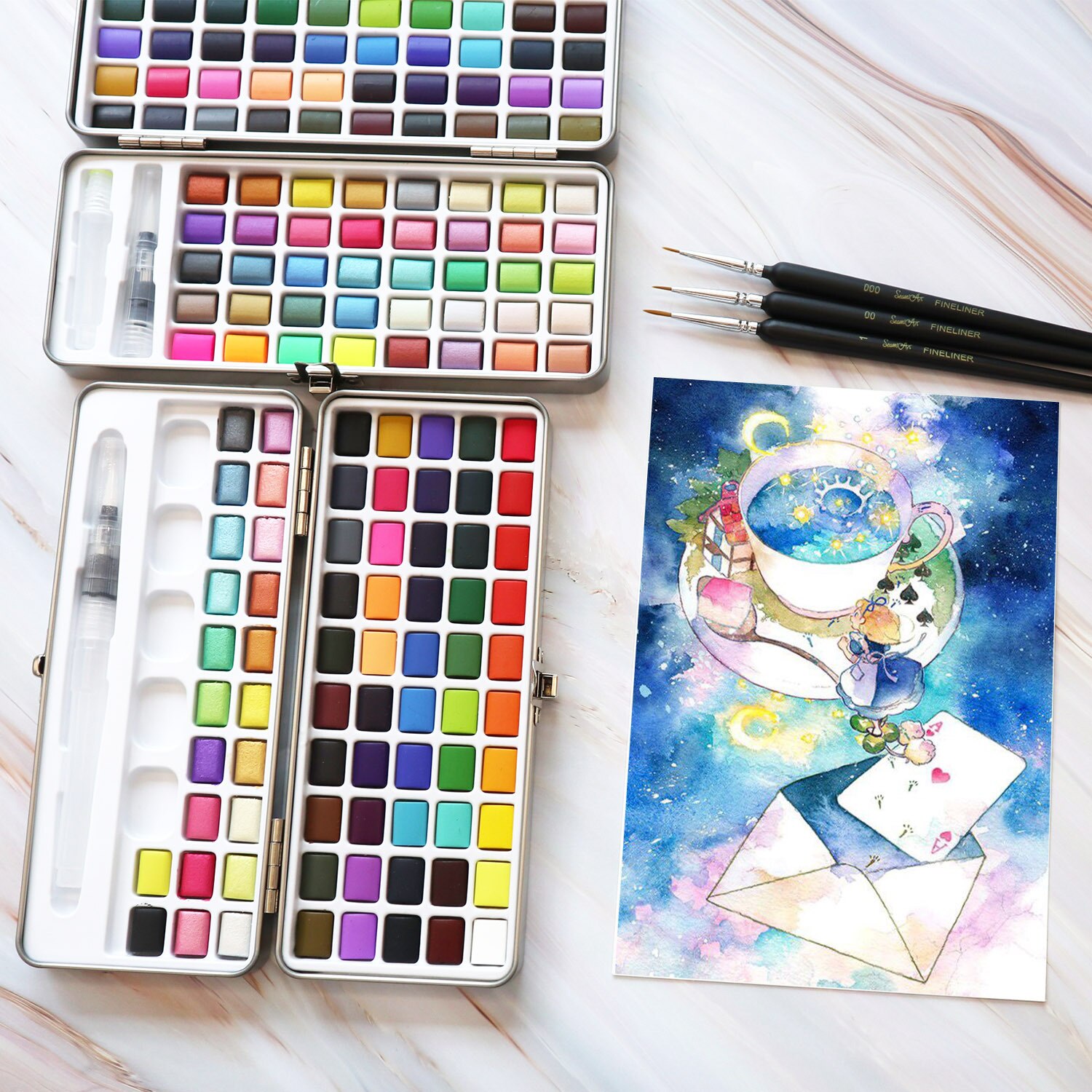 Seamiart Aquarel Set Basic Neone Glitter Aquarel Verf Voor Tekenen Art Verf Levert Aquarel