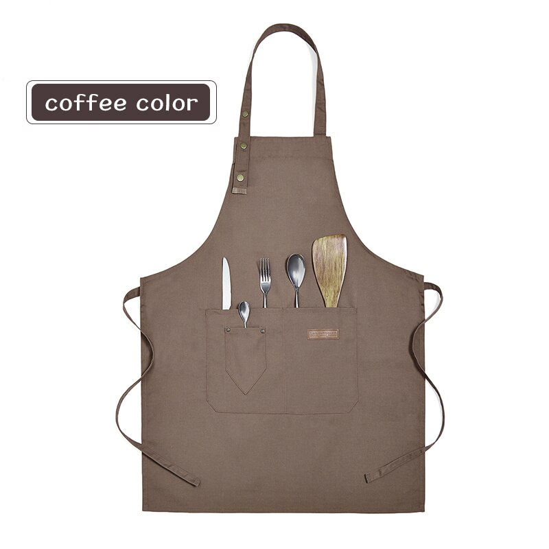 Tablier en toile réglable et résistant à l'usure, unisexe, pour chef, restaurant, barbecue, café, boulangerie, salon de coiffure, fleuriste, serveur: Café