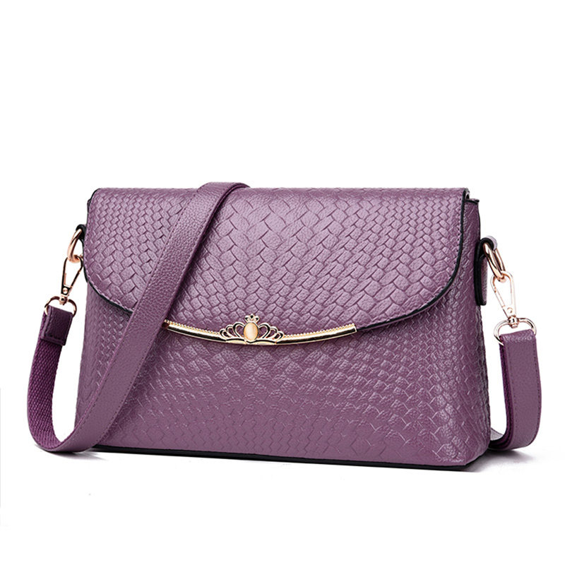 Waterdichte Geweven Patroon Stof Tas Crossbody Tassen Voor Vrouwen Sac a main 3-in-1 Lederen Luxe handtassen Vrouwen Tassen: Purple