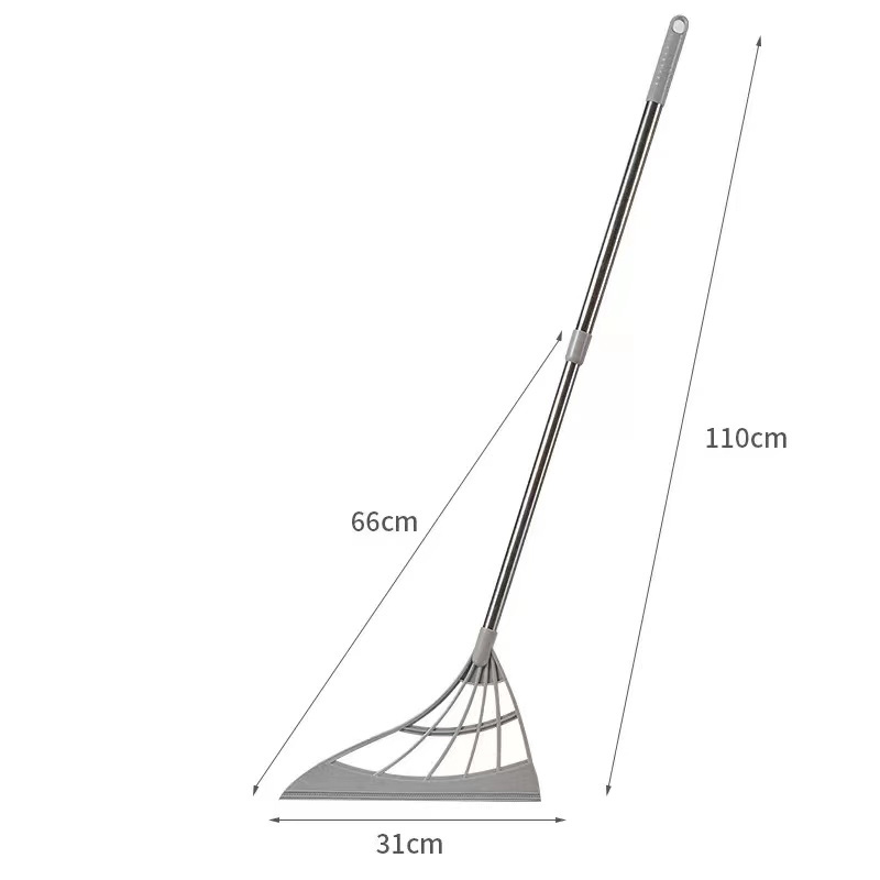 TPR Hand Push Sweeper Stretchable Magic Broom Floor Wiper Squeegee For Window Bathroom Cleaning Sweep Brush Pet Hair Dust Broom: Stretchable Grey