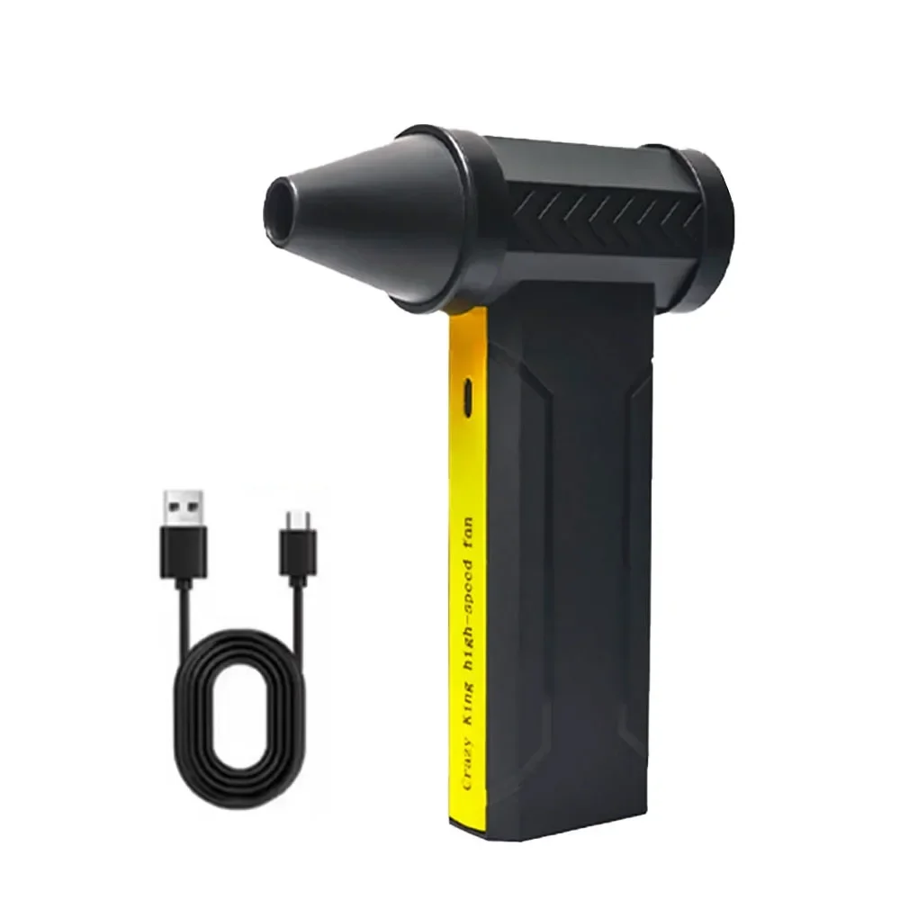 Super 160000 RPM, ventilateur Turbo électrique à Jet sans balais, ventilateur Turbo violent à grande vitesse, Rechargeable par USB, puissant souffleur de poussière 60 m/s: Black