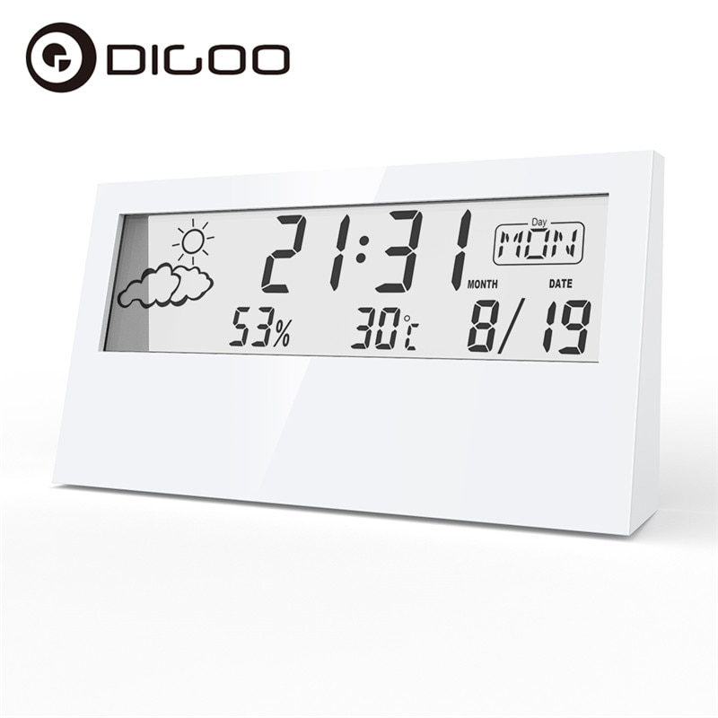 Digoo dg -an0211 gennemsigtig skærm vejrstation vækkeur indendørs hygrometer termometer vejrudsigt sensorur