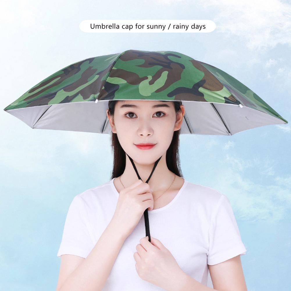 Umbrella Hat Waterproof UV Resistant Hands-Free Fishing Hat Outdoor Foldable Camping Fishing Cap Beach Head Umbrella Hat