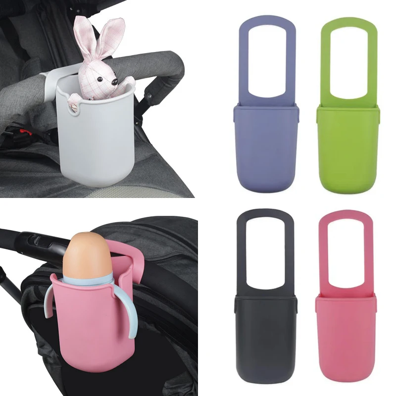 Universal Stroller Cup Holder Silicone Pram Cup Holders Bottle Phone Organizers Portable Wheelchair Bicycle Bottle Storage Bag