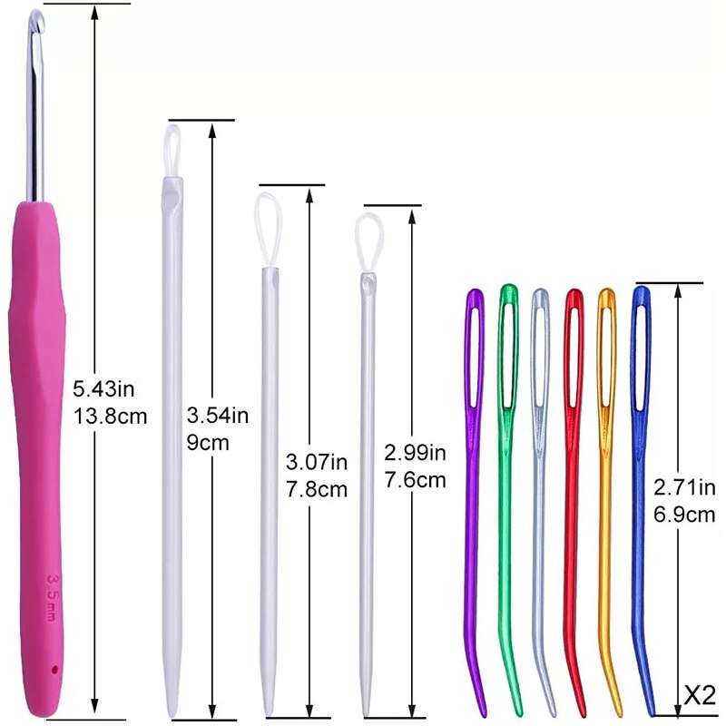 Imzay 16 stk strikkere ull butikk ødu stubbe nåler garnnål, bøyd nål gobelinål sett, ullnåler og heklenål