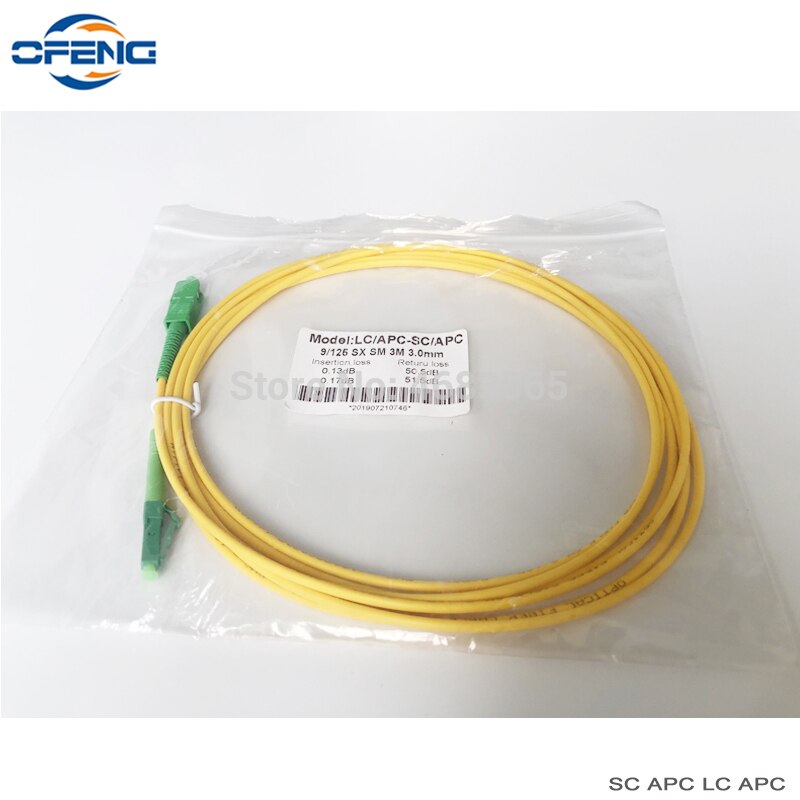 3/5/10/15/20M SC APC to LC APC SM Simplex mode single core fiber optic patch cord Cable 3.0mm FTTH fiber optic jumper cable