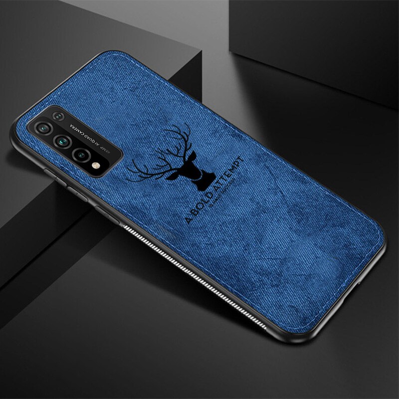 Auroras For HONOR 10X Lite Case Luxuy Brand Cloth Texture Elk Back Deer Cloth Soft Cases For Honor 10X Lite Cover: Blue