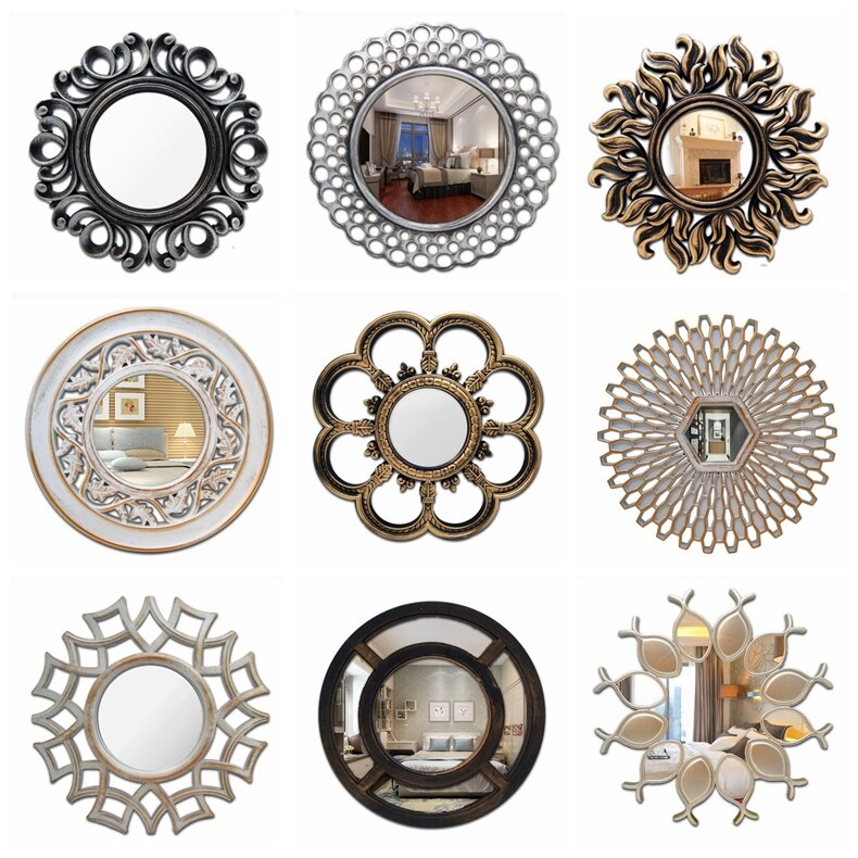 Miroir mural rond de 25cm, pour la maison, la salle de bain, la chambre à coucher, l'entrée, le magasin, l'hôtel, décoration artistique innovante de maquillage