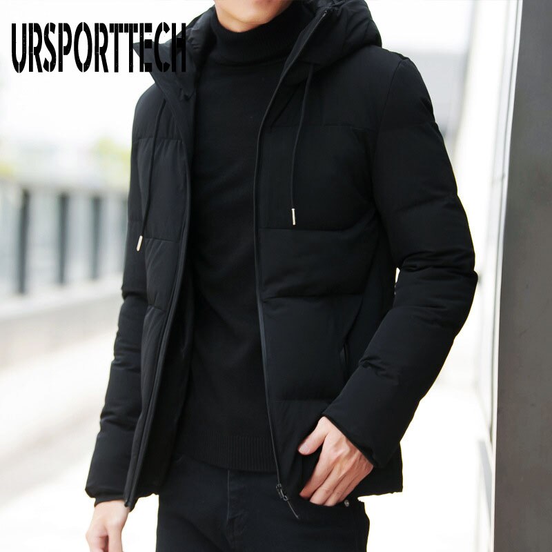 Vinterjakke herre parka afslappet vinterfrakke med hætte til mænd parkaer overtøj tyk varme slim fit frakker plus str. 4xl: Sort / 4xl