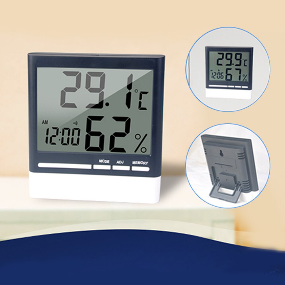 Indoor LCD Display Multifunction Date Sensor Temperature Monitor Digital Thermometer Humidity Large Screen Alarm Hygrometer
