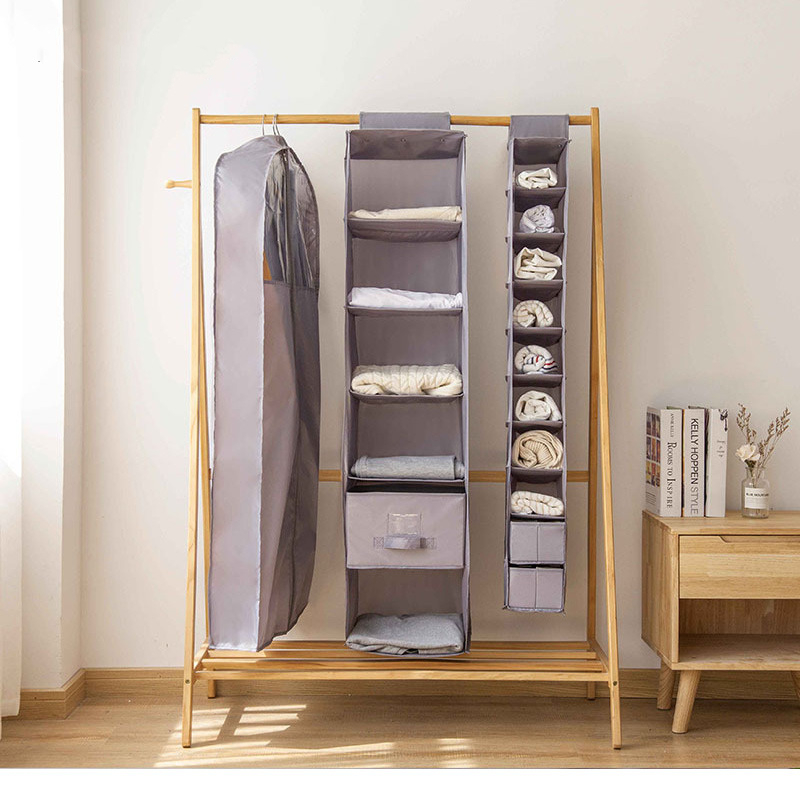 Hanging Clothes Organizer Home Organization and Wall Storage 6-Shelf Closet Hanging Shelves Almacenamiento y Organización