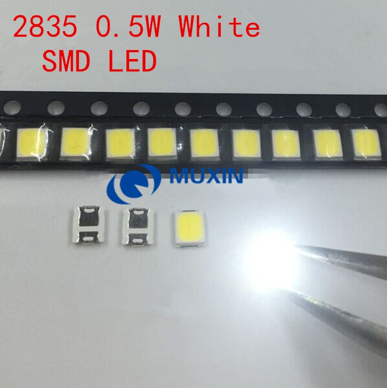100 Pcs Smd Led 2835 Wit Chip 0.5 W 3V 150mA 50-55LM Ultra Heldere Smt 0.5 Watt Surface Mount pcb Led Light Emitting Diode Lamp