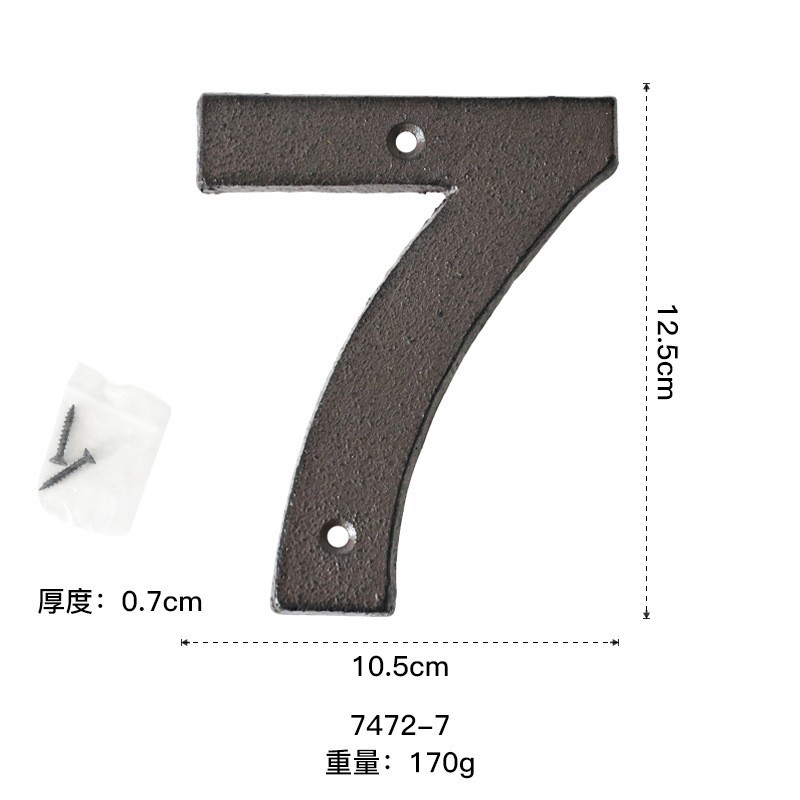 125mm Metal Digital Arabic Numbers Cast Iron House Sign Door Plate DIY Cafe Wall Courtyard Decor Address Door Numbers: Gold