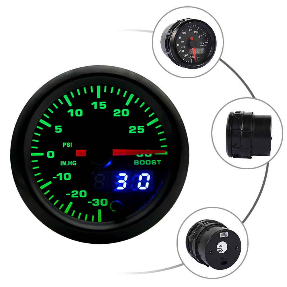 2 "52Mm Auto Turbodrukmeter Bar Psi Exhaust Gas Temp Water Temp Olie Temp Olie Druk Air Fuel gauge Voltmeter Toerenteller