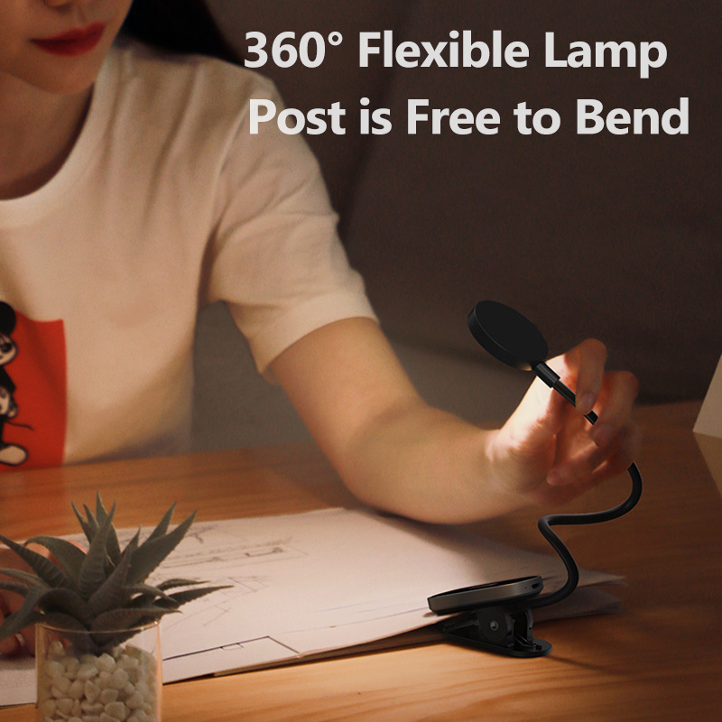 Baseus Usb Oplaadbare Leeslamp Led Clip Tafellamp Traploos Dimbare Draadloze Bureaulamp Touch Led Nachtlampje Laptop Lamp