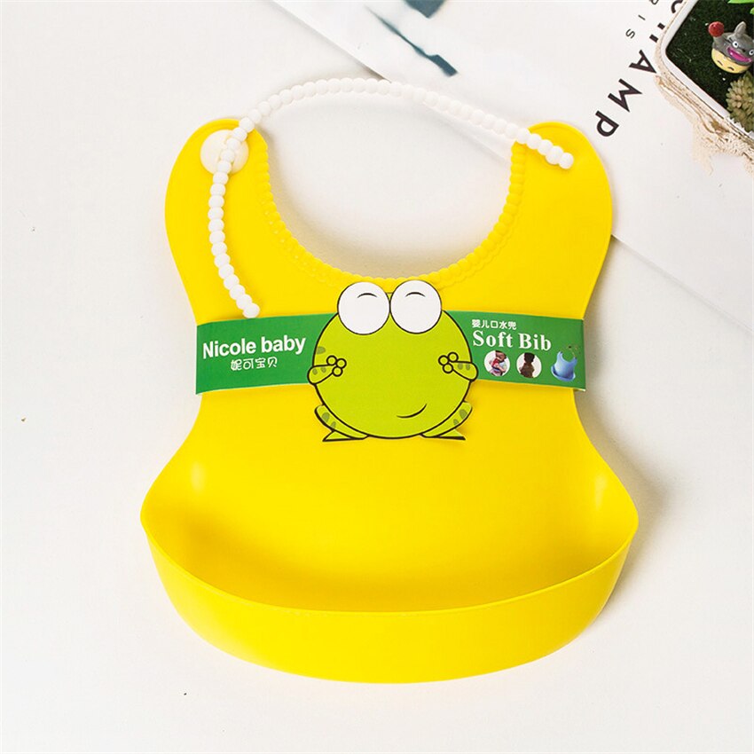 Beste Verkäufer vier Bunte Baby freundlicher Nette Silikon Lätzchen Baby Lätzchen Mittagessen Niedlich Wasserdicht 24cm x 19cm