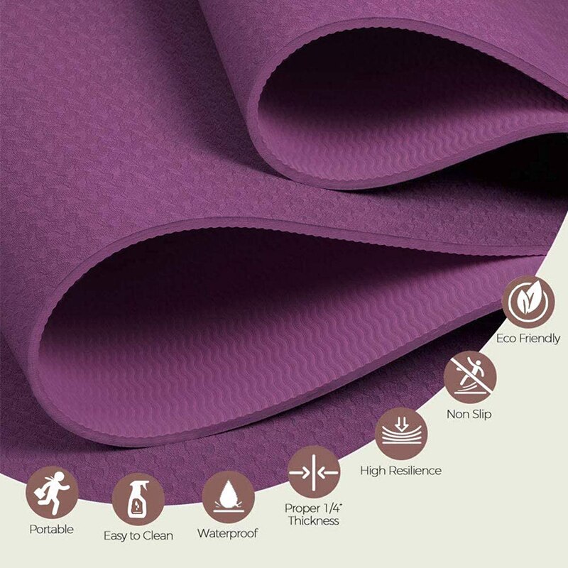 1830*610*6Mm Yoga Mat Tpe Antislip Gymnastiek Mat Pilates Workout Mat Voor Yoga Fitness Gym thuis Yogamat Met Strip Zak