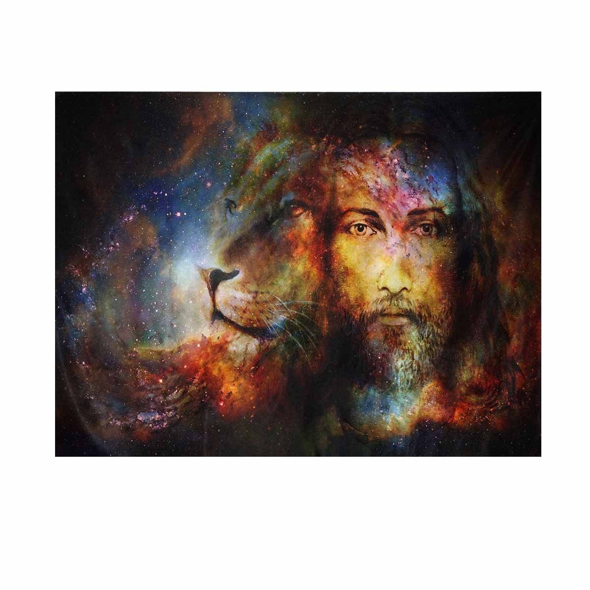 Velsignet jesus med en løve i cosimc rom bomull lin tapet vegg kunst