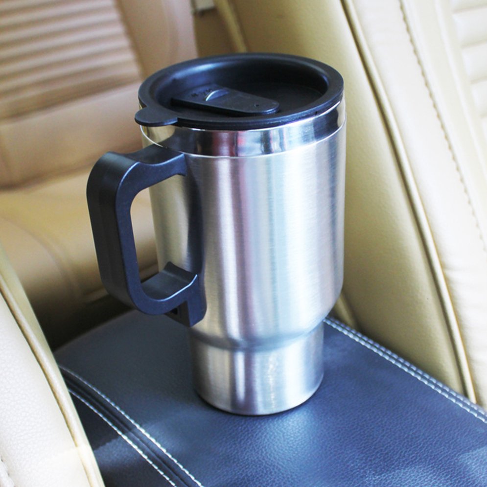 12 V 500ml Stainless Steel Thermos Heating Cup Car Auto Adapter Heated Kettle Travel Mug Auto Accessories Travel Camping