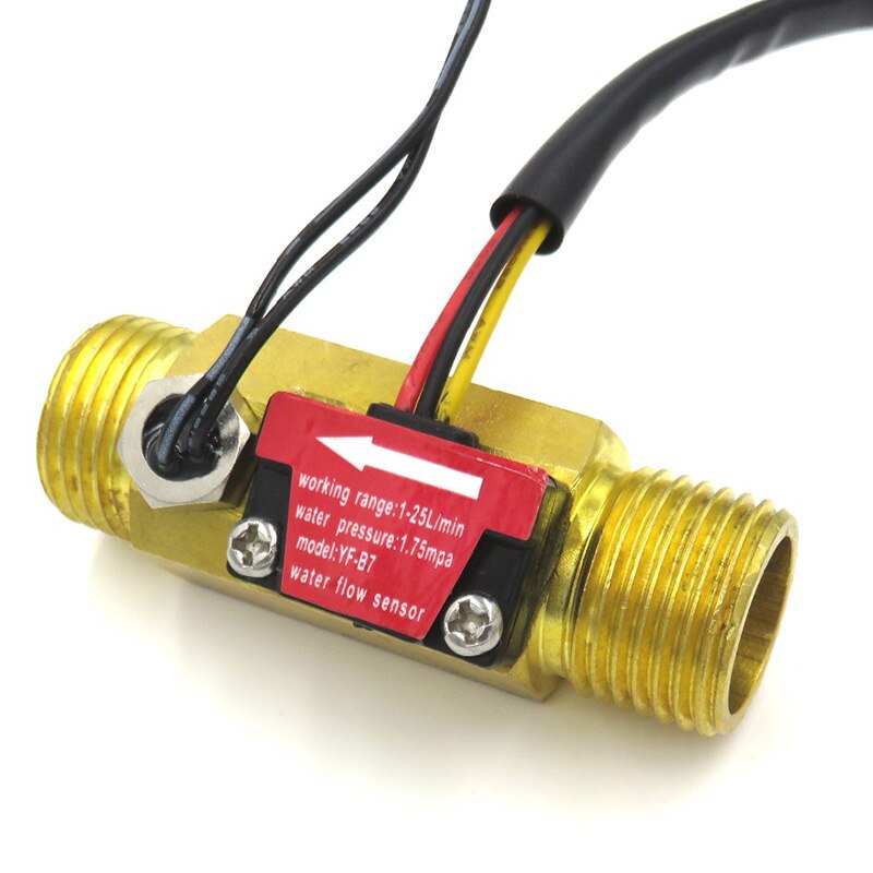 G1/2 Water Flow Sensor Hall Flowmeter with Temperature Detection Metal Copper Shell Flowmeter Turbine Meter Sensor