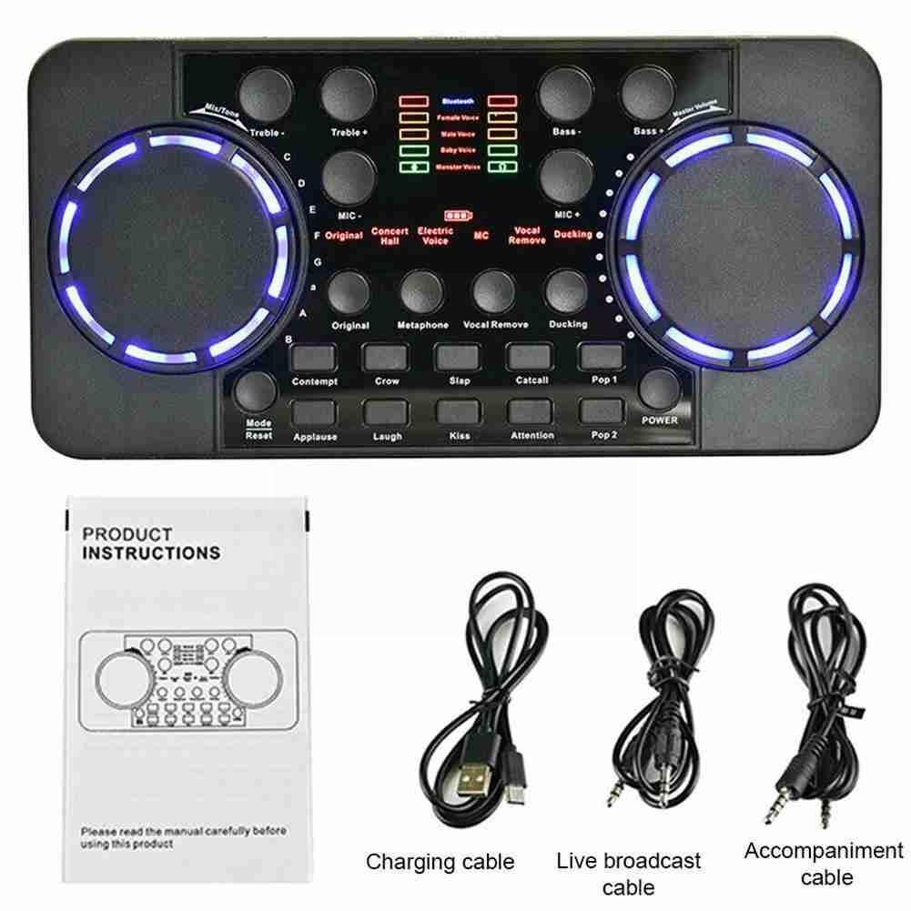 1 Pc Mixer Live Broadcast Studio Zingen Ruisonderdrukking Draagbare Externe Bluetooth 4.0 Geluidskaart Voor Telefoon Computer Reco W9o3