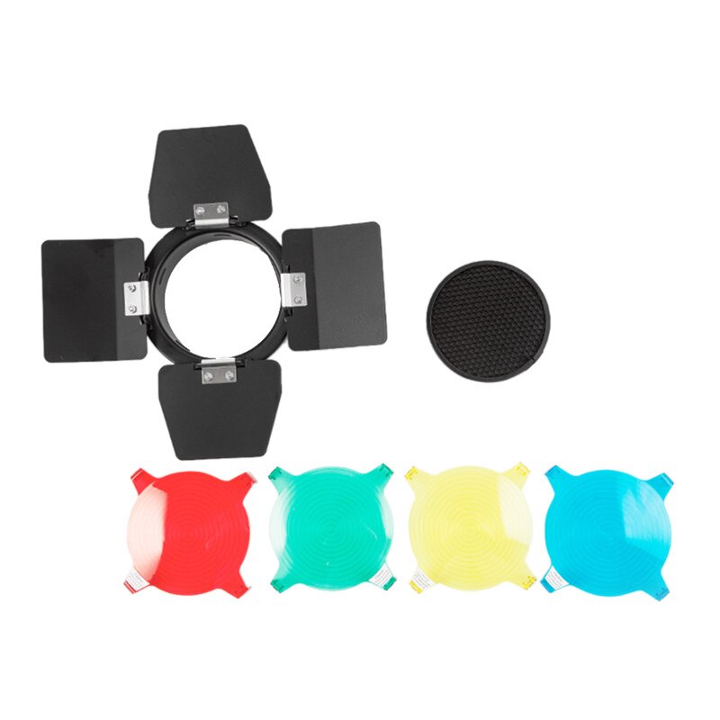 Godox BD-03 Scheune Tür Bausatz für foto Scheune Tür mit Bienenwabe Grib und 4 Farbe Filter für Foto Studio Blitz