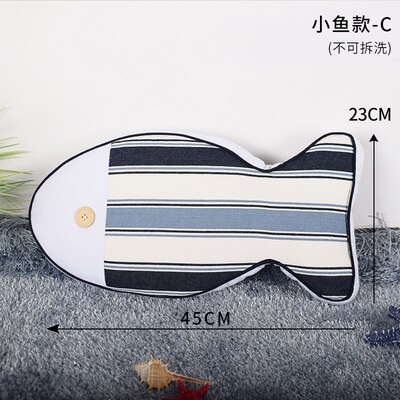 Coussins décoratifs méditerranéens en peluche traversin chaise de bureau coussin décoration de chambre de bébé doux Plusy jouet: fish A