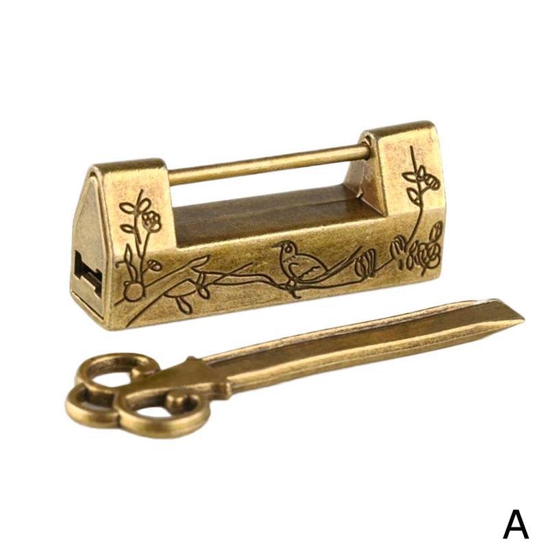 Mot de passe cadenas serrure métal chinois Vintage Antique rétro clé bijoux combinaison Bronze/noir serrures Bronze Mini mot de passe: gold