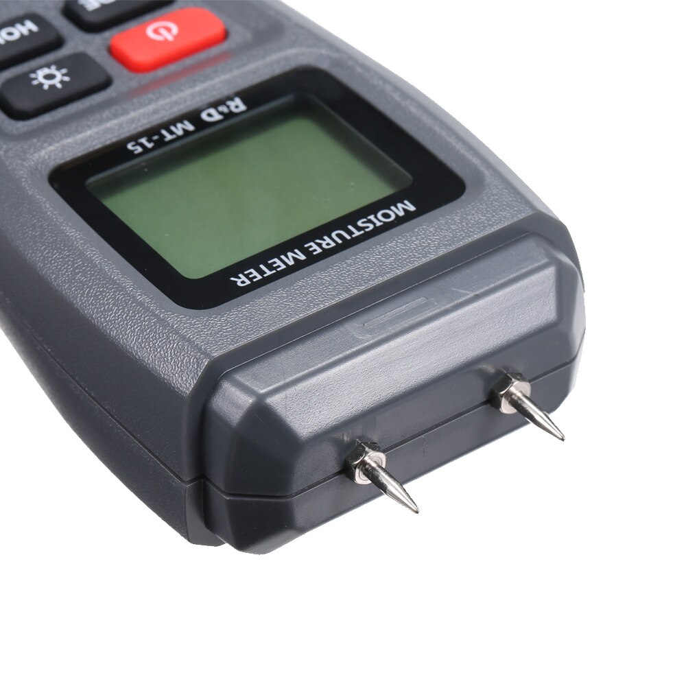 MT-15 Digital Wood Moisture Meter Handheld LCD Lumber Damp Detector Portable Timber Humidity Content Tester with 2 Pin Probe