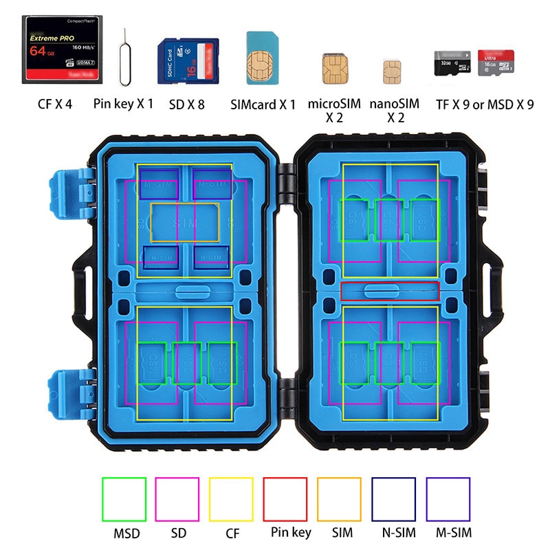 Schwarz 27 Karten Zimmer Wasserdicht CF/TF/SD/SIM Karte Box Halter Speicher Karte Lagerung Fall 11,5*7*2,05 CM