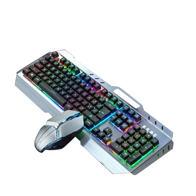 Gaming Keyboard Mouse Set Backlight Wired USB Ergonomic Mechanical Feel Gamer RGB Keyboard 104Keys for Tablet Desktop: 3