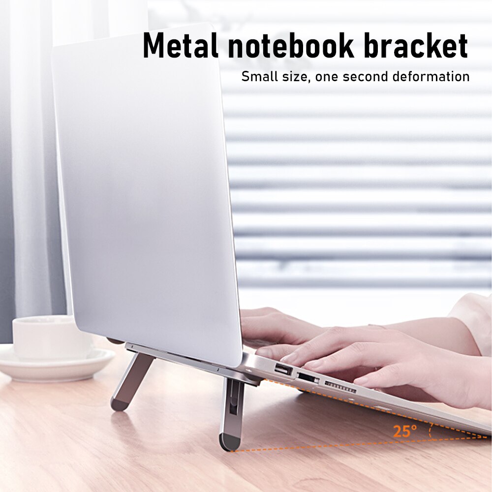 Laptop Bracket Notebook Accessories Mini Foldable Laptop Portable Holder Cooling Stand Metal Vertical Laptop Stand Home Office