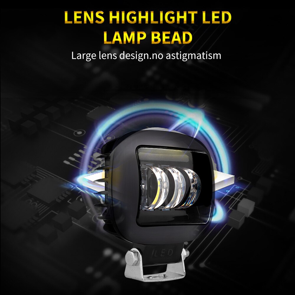 AILEO-luces led para coche, barra de luz de trabajo de 12V, 24V, 30W, 6000k, todoterreno, ATV, yate, 4x4