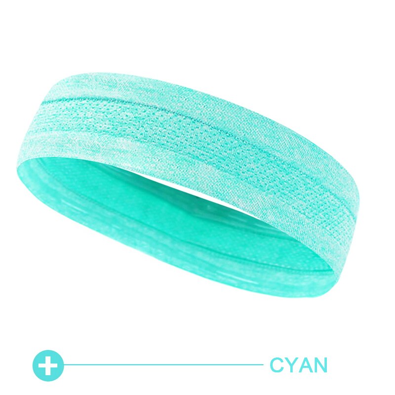 Män och kvinnor sport svett pannband fotboll tennis huvudduk anti-halk elastiskt hårband löpning yoga gym fitness huvud bandana: Cyan