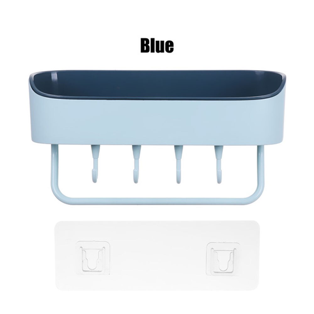 Practical Bathroom Pole Shower Storage Rack Holder Organizer Tray Holder Washing Shower Shampoo Basket Bathroom Storage Shelf: Sky Blue